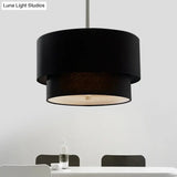Traditional Layered Tier Chandelier - 3-Light Ceiling Light In Black/White/Flaxen 16/19.5/23.5 Wide