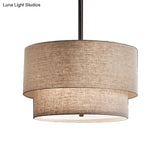 Traditional Layered Tier Chandelier - 3-Light Ceiling Light In Black/White/Flaxen 16/19.5/23.5 Wide