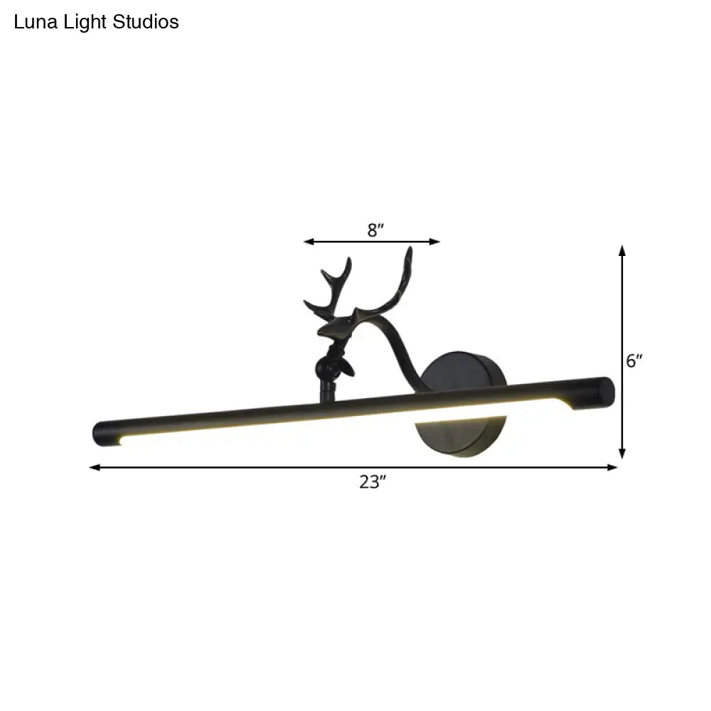 Traditional Led Vanity Lamp - Black Metal Sconce Light Fixture For Bathroom 18/23/29.5 Wide