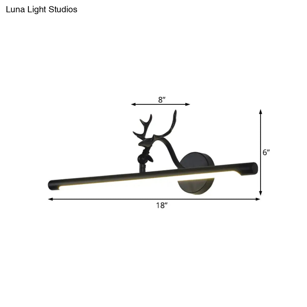 Traditional Led Vanity Lamp - Black Metal Sconce Light Fixture For Bathroom 18/23/29.5 Wide