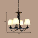Traditional Living Room Ceiling Chandelier With Bucket Shade Fabric - Elegant Lighting Fixture 4 /