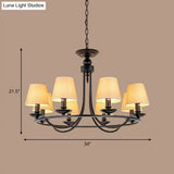 Traditional Living Room Ceiling Chandelier With Bucket Shade Fabric - Elegant Lighting Fixture