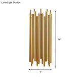 Traditional Metal 4-Head Gold Wall Lamp Fixture - 16/19.5 Wide Pipe Sconce Light For Living Room