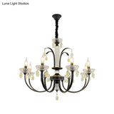 Traditional Metal Black Candle Ceiling Light - 6/8/10 Lights Living Room Fixture