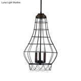 Traditional Metal Candle Chandelier - 3-Light Pendant Light With Cage For Living Room