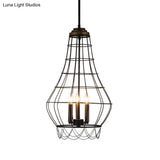 Traditional Metal Candle Chandelier - 3-Light Pendant Light With Cage For Living Room