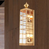 Traditional Metal Wall Sconce - Rectangular Brass Light Fixture 2 /