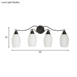 Traditional Milk Glass Vanity Sconce In Black - 3/4 Lights For Bathroom