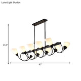 Traditional Milky Glass Pendant Light Fixture - 6/8/10 Lights Black Hanging Lamp Kit
