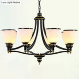 Traditional Opal Glass Black Chandelier Light For Living Room Ceiling