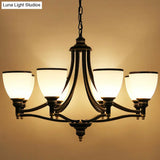 Traditional Opal Glass Black Chandelier Light For Living Room Ceiling