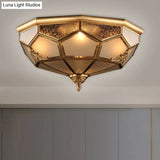 Traditional Opal Glass Ceiling Light Fixture - 14’/18’ Wide 3/4 - Head Flush Mount In Brass