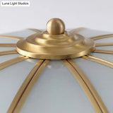 Traditional Opal Glass Dome Flush Mount Chandelier - 14’/18’ Wide 3/4 Bulbs Brass Ceiling