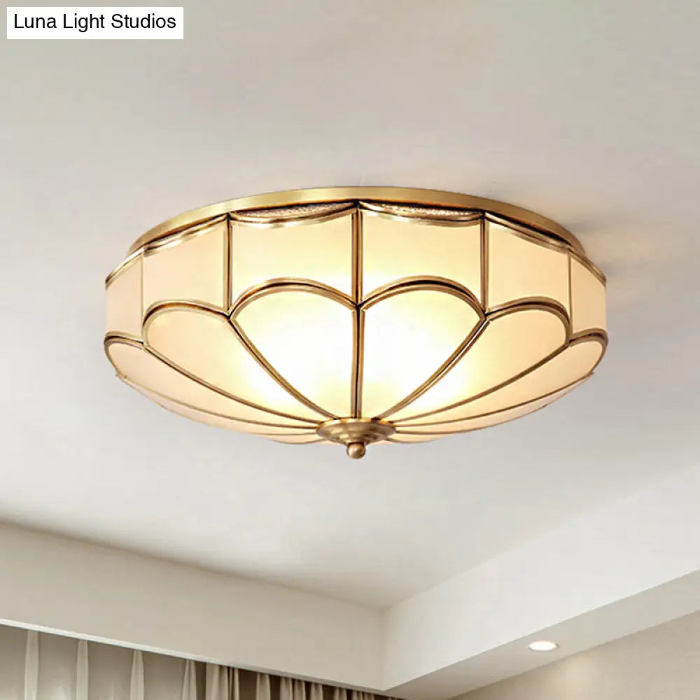 Traditional Opal Glass Dome Flush Mount Chandelier - 14’/18’ Wide 3/4 Bulbs Brass Ceiling