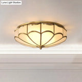 Traditional Opal Glass Dome Flush Mount Chandelier - 14’/18’ Wide 3/4 Bulbs Brass Ceiling