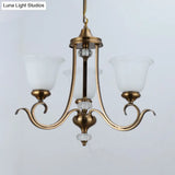 Traditional Opal Glass Floral Chandelier With Multiple Hanging Heads - Bronze Finish