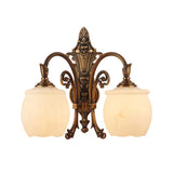 Traditional Opal Glass Flower Wall Lamp: Bronze Finish Mounted Light For Foyer 2 / Round