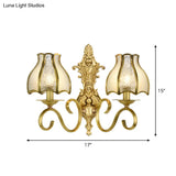 Traditional Polished Brass Flared Wall Sconce With Frosted Glass