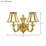 Traditional Polished Brass Flared Wall Sconce With Frosted Glass