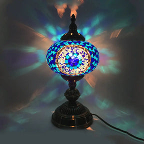 Traditional Red/Blue/Gold Glass Sphere Desk Lamp 1 Head Task Lighting For Living Room Blue