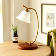 Traditional Red Brown Bedroom Desk Lamp - Study Light With White Glass Shade