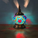 Traditional Red/Orange/Light Blue Stained Glass Nightstand Lamp For Bedroom Light