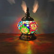 Traditional Red/Orange/Light Blue Stained Glass Nightstand Lamp For Bedroom Blue-Green