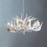 Traditional Resin Chandelier With Antler Design - White Candle Pendant Lamp (3/4/5 Lights) For