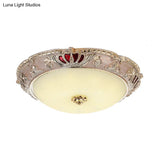 Traditional Resin Crown Flush Led Ceiling Lamp For Bedroom Apricot/Green