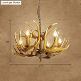 Traditional Resin Pendant Chandelier Antler Restaurant Light Kit (3/4/5 Bulbs Brown)