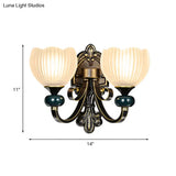 Traditional Ribbed Glass Brass Bud Wall Sconce Lighting Fixture- 1/2-Head Living Room Lamp