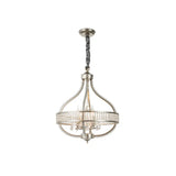 Traditional Round Pendant Chandelier With Crystal Strands 4 / Nickel