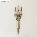 Traditional Rust Metal Candle Sconce With 3 Lights For Bedroom Wall