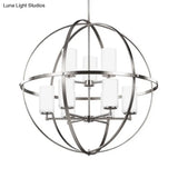 Traditional Silver Cylinder Chandelier With Cage - 3/5/9-Light Metal Dining Room Ceiling Fixture
