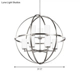 Traditional Silver Cylinder Chandelier With Cage - 3/5/9-Light Metal Dining Room Ceiling Fixture