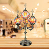 Traditional Stained Glass Candelabra Task Lamp - Bedside Nightstand With 4 Lights In