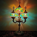 Traditional Stained Glass Candelabra Task Lamp - Bedside Nightstand With 4 Lights In