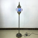 Traditional Stained Glass Oval Standing Lamp - 1 Head Living Room Floor Light In Red/Yellow/Blue