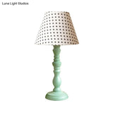 Traditional Style 1-Light Barrel Desk Lamp In White/Blue/Purple With Red Fabric Shade - Ideal Task