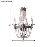Traditional-Style Beaded Wood Wall Mount Bedroom Sconce - Grey 3 Lights