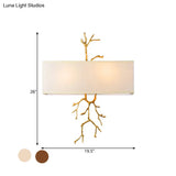 Traditional-Style Black/White Wall Sconce With 2 Fabric Lights