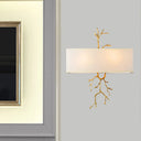 Traditional-Style Black/White Wall Sconce With 2 Fabric Lights White