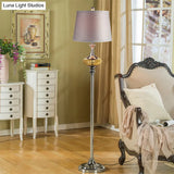 Traditional Style Conical Shade Floor Lamp White/Red Fabric 1 Head For Guest Room