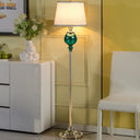 Traditional Style Conical Shade Floor Lamp With Fabric Beige