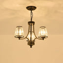 Traditional Style Crystal Prism Hanging Chandelier - Conical Pendant Lighting Fixture 3 / Black