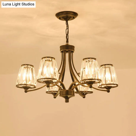 Traditional Style Crystal Prism Hanging Chandelier - Conical Pendant Lighting Fixture