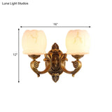Traditional Style Globe Wall Lamp - White Glass Gold Finish Living Room Light