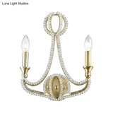 Traditional-Style Gold Candelabra Sconce For Living Room - 2 Light Wall Lamp