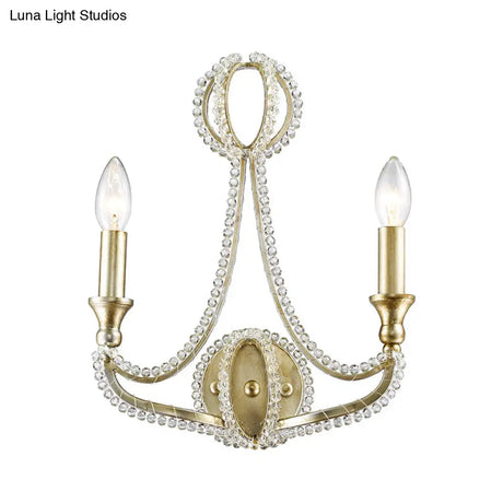 Traditional-Style Gold Candelabra Sconce For Living Room - 2 Light Wall Lamp