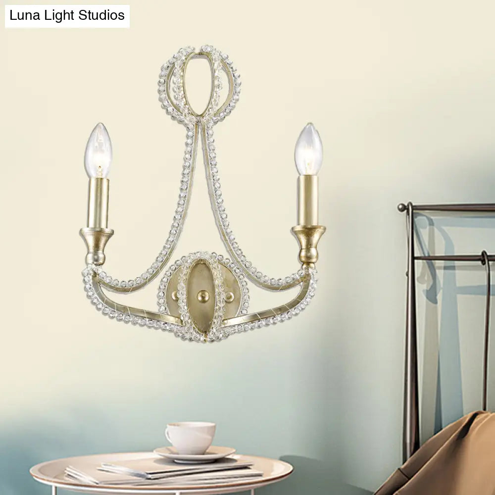 Traditional-Style Gold Candelabra Sconce For Living Room - 2 Light Wall Lamp